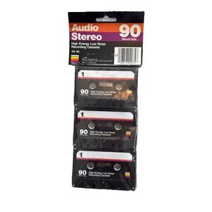 NWT 3pk Gemini Authentic 90 Minute Audio Stereo Blank Cassette Tapes AS-90